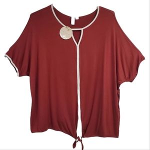 NWT Misia Women's Top Short Sleeves Tie Knot Waist Size 3X